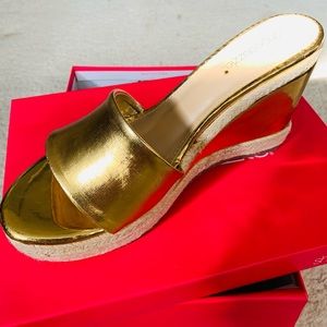 COPY - WEDGE GOLD SLIDE/ Brand New Never Worn!